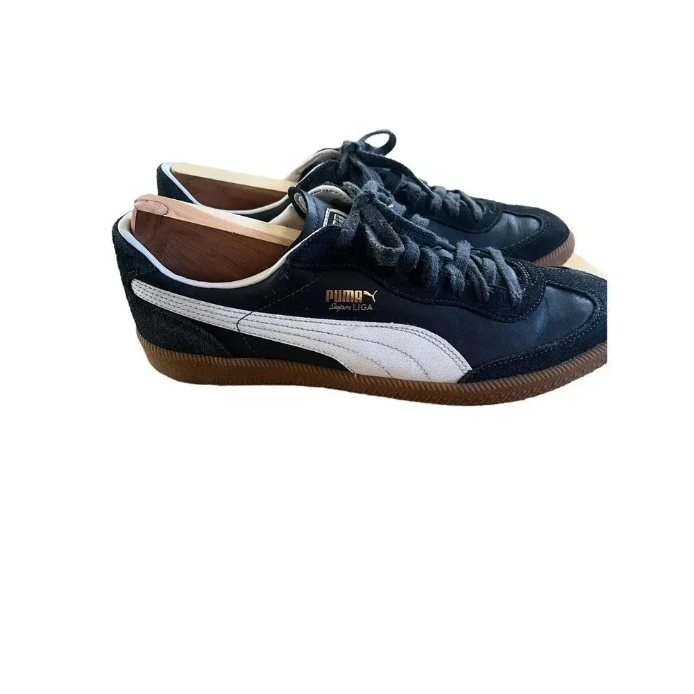 Puma Men's White Black Team Gold Super Liga OG Retro Sneaker Size 10.5